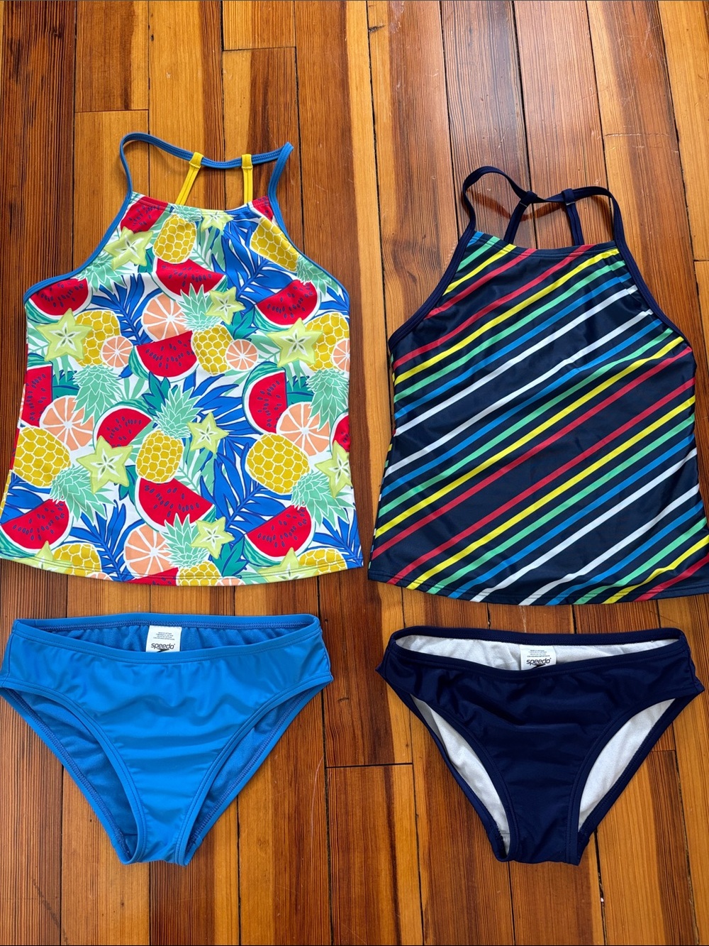 Speedo Girls Two-Piece Tankini Set - Fruit Print & Striped